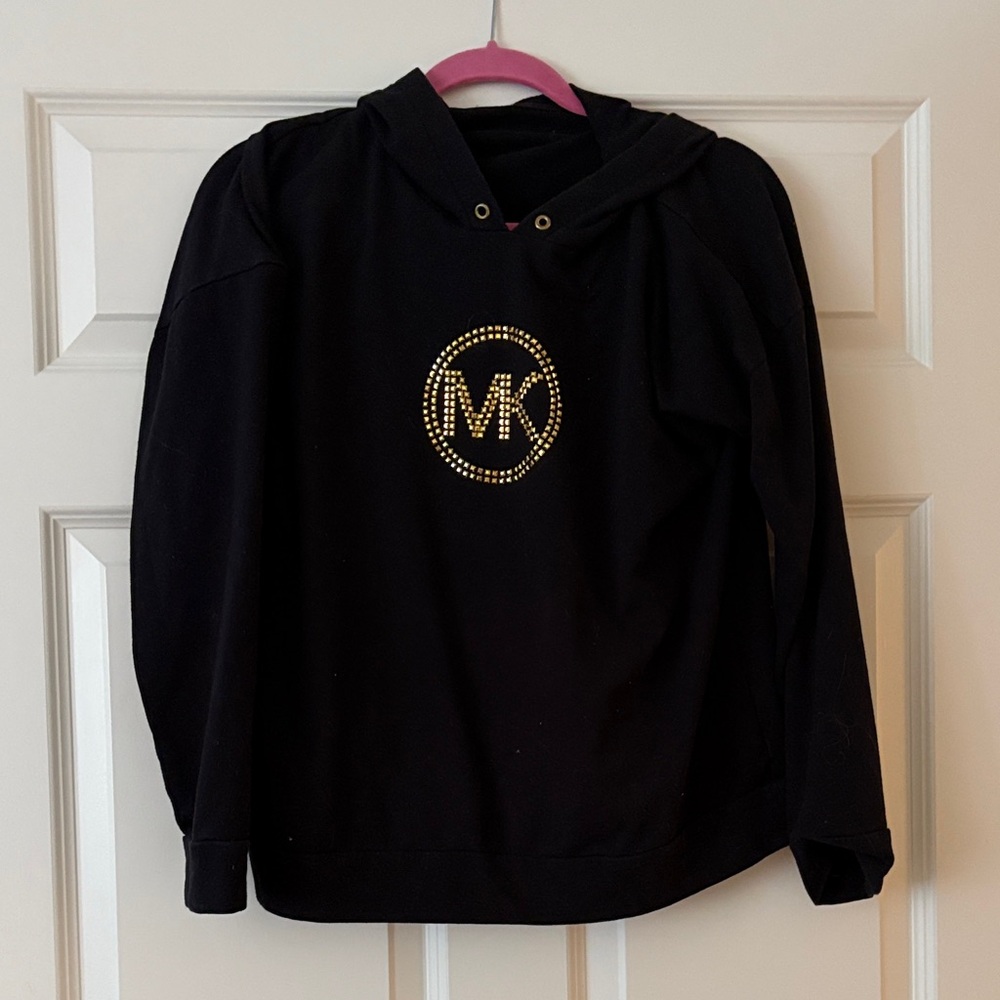 Michael Kors Kids Black Hoodie with Gold Logo